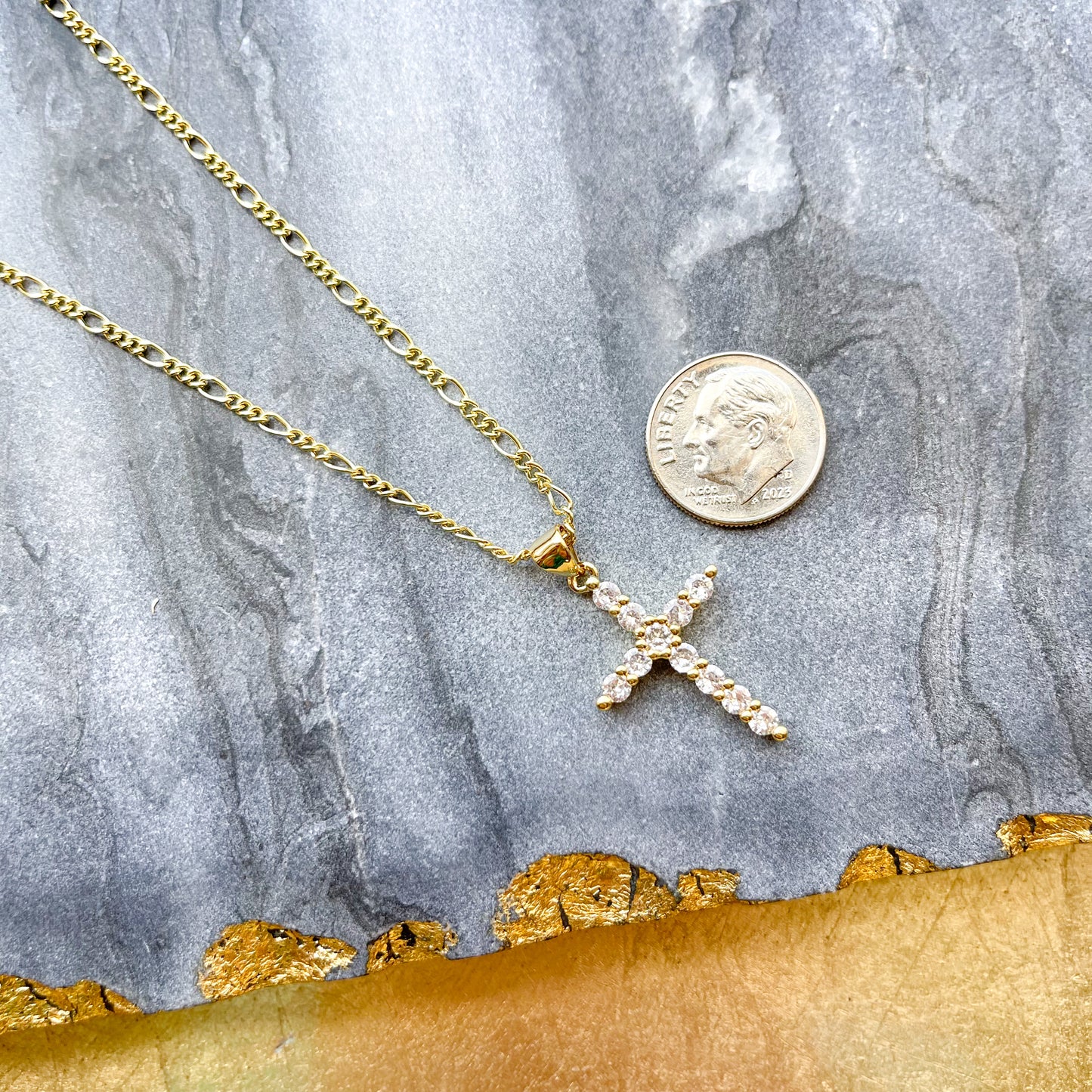 O’Lolly 18k Gold Plated CZ Cross Necklace