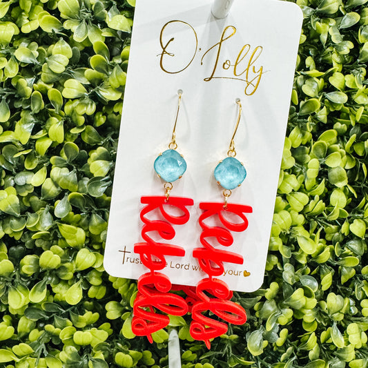 O’Lolly “Rebels” Earrings- Red & Blue Game Day Rebel Dangles