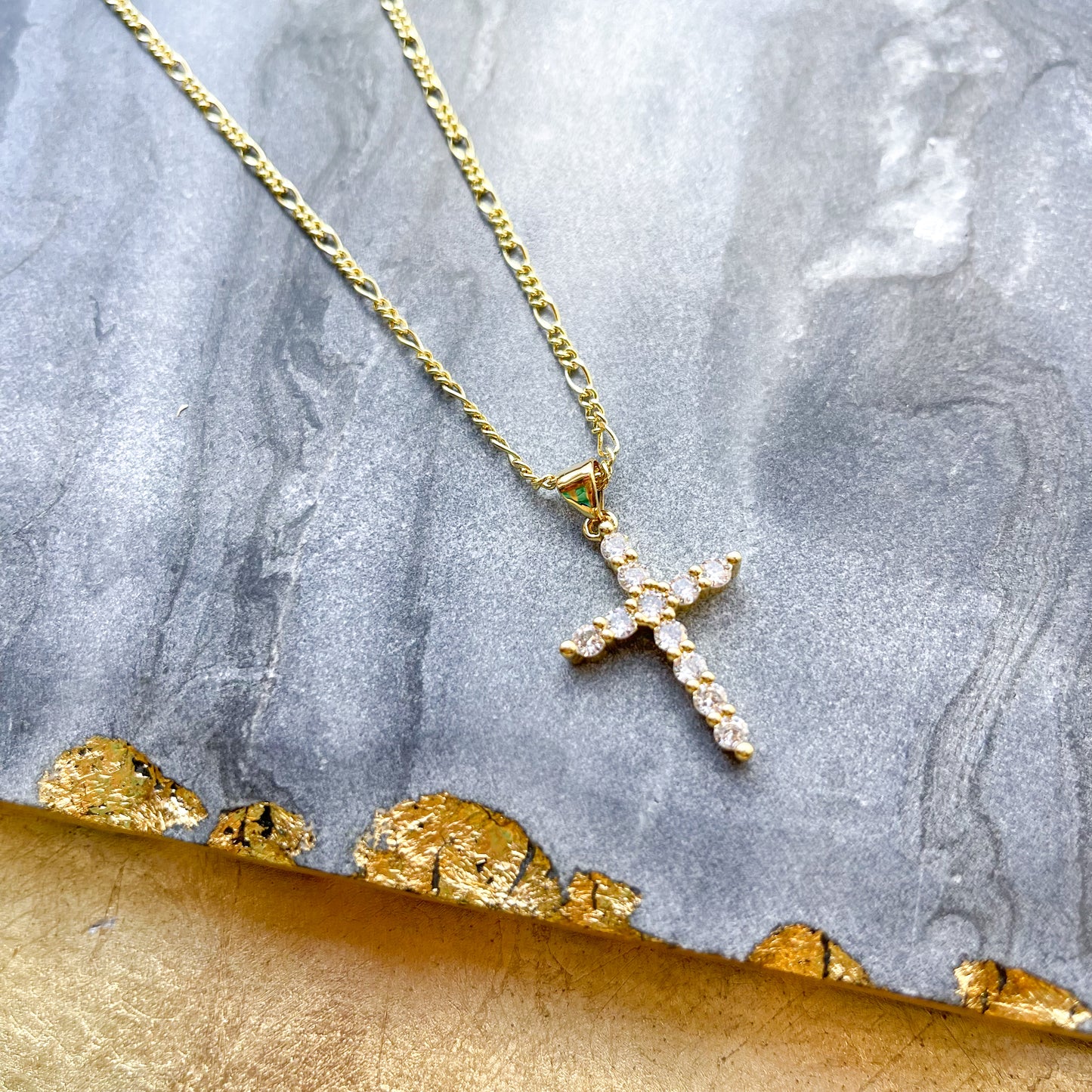 O’Lolly 18k Gold Plated CZ Cross Necklace