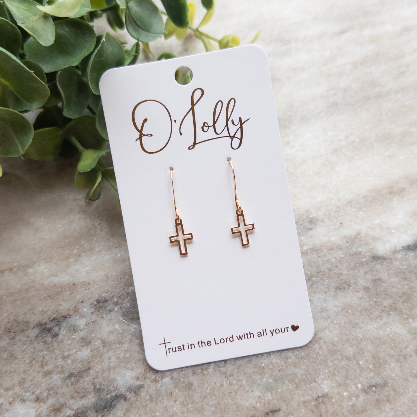 Dainty Open Gold Cross Earrings