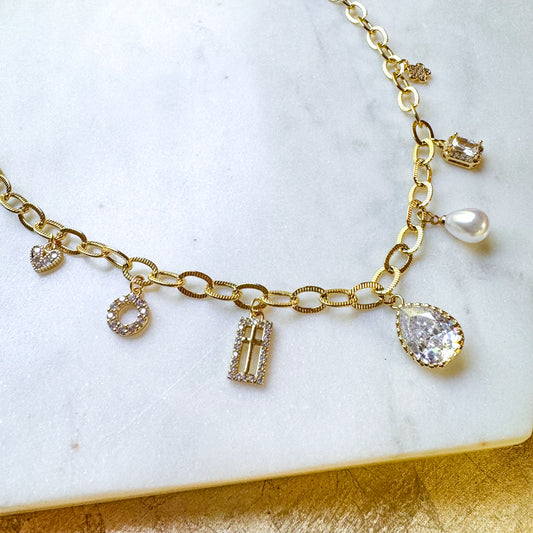 O’Lolly Gold CZ Charm Necklace
