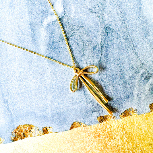 O’Lolly Simple Bow 18k Gold Plated Chain Necklace