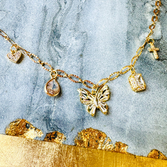 O’Lolly Butterfly Charm 18k Gold Plated Necklace