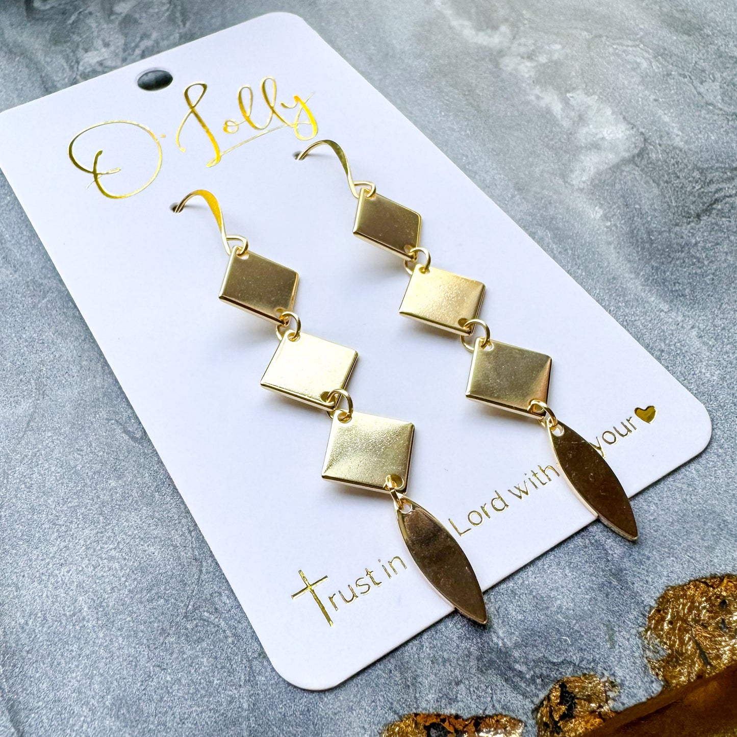 O’Lolly “Lyla” Earrings- Gold Stainless Steel Dangles