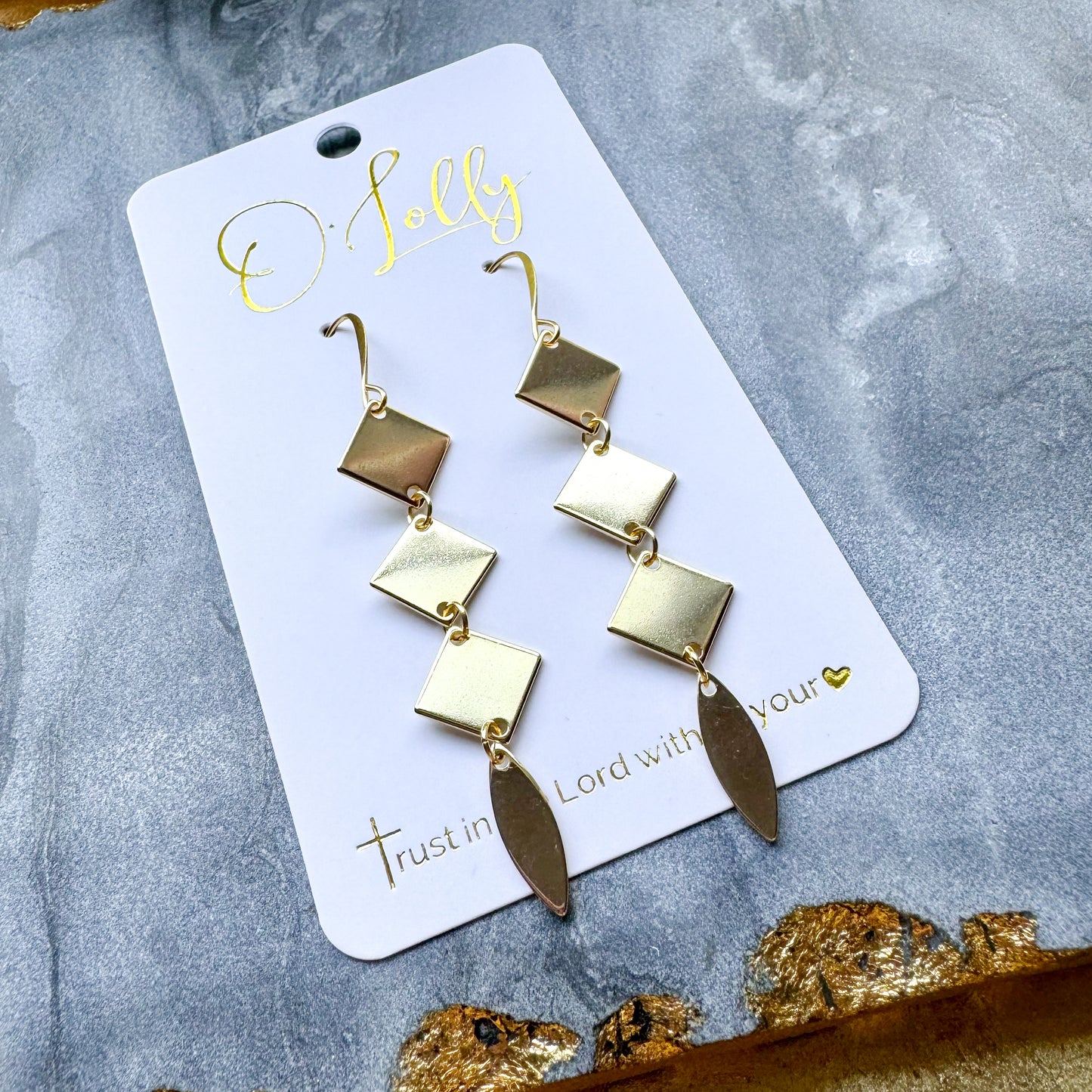 O’Lolly “Lyla” Earrings- Gold Stainless Steel Dangles