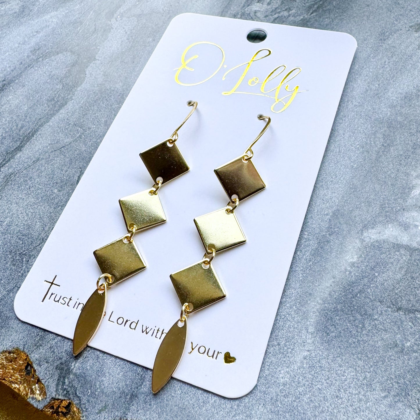 O’Lolly “Lyla” Earrings- Gold Stainless Steel Dangles