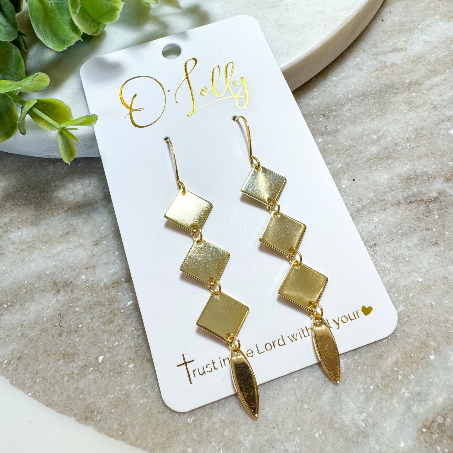 O’Lolly “Lyla” Earrings- Gold Stainless Steel Dangles