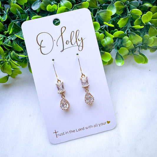 O’Lolly “Erin” Earrings- Gold Cubic Zirconia Dangles